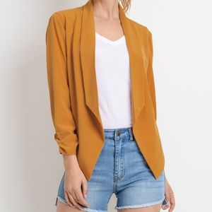 Light Weight Open Blazer (Dark Mustard)